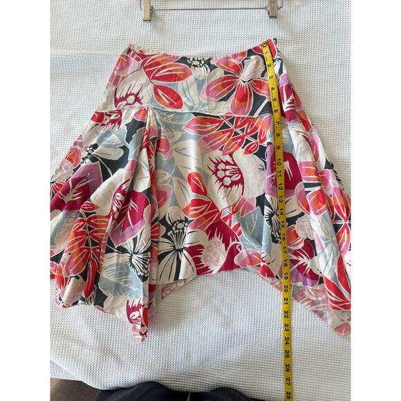 Vintage Roxy Assymetrical Hem Floral Linen Skirt Y2k Fairy Beach Boho SIZE 0 - Picture 5 of 7